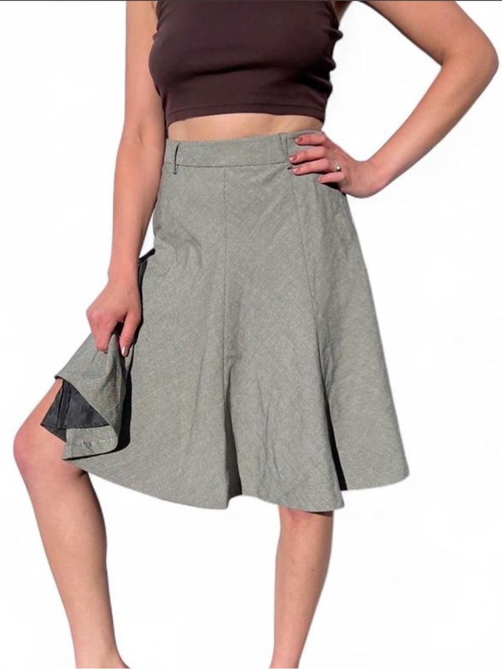 Rafaella Gray Circle Skirt - Flared A-Line Silhouette
